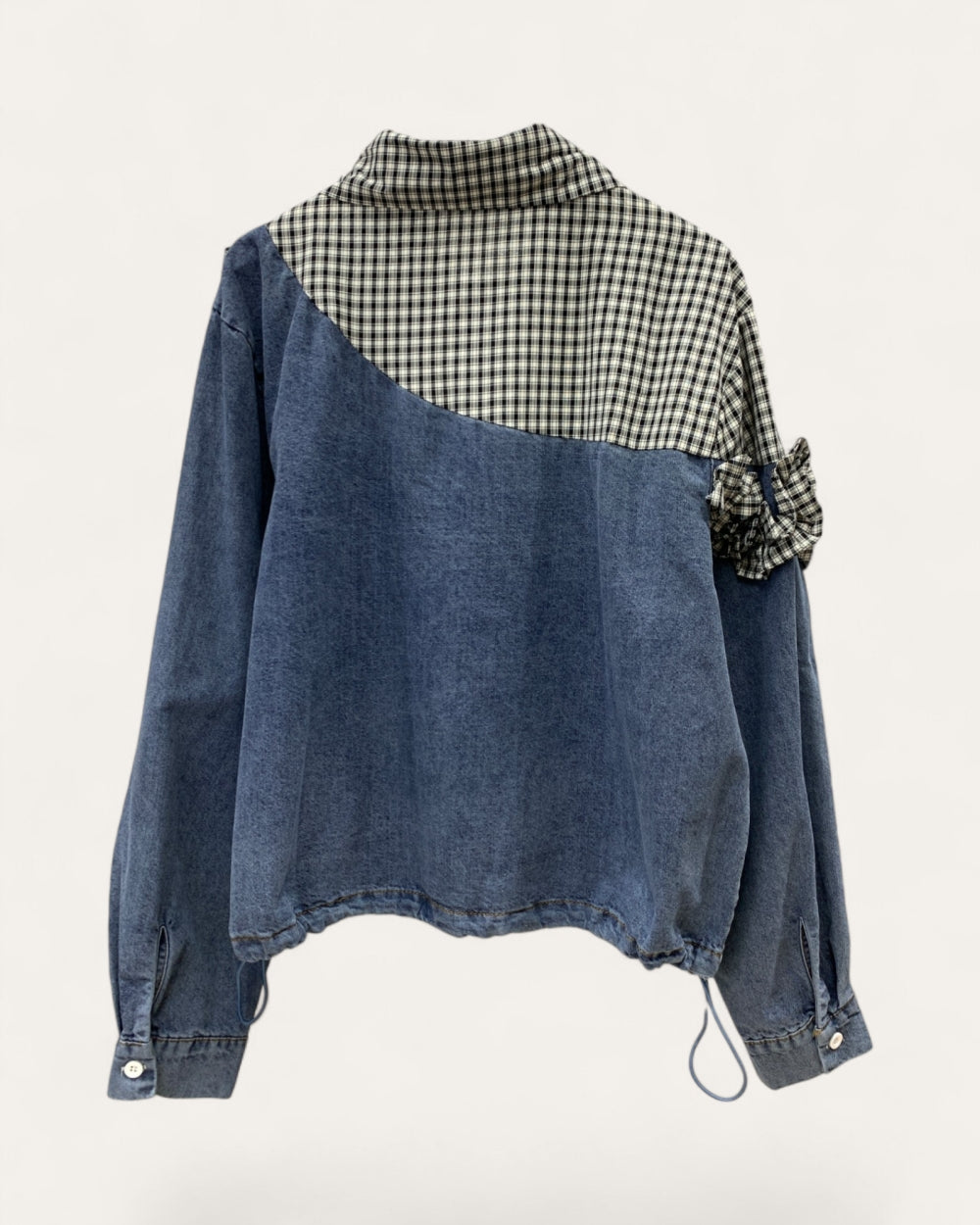 Denim Gingham Ruffle Top - Zilvina