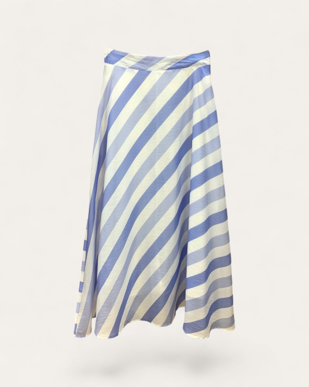 Diagonal Stripe Satin Midi Skirt - Zilvina