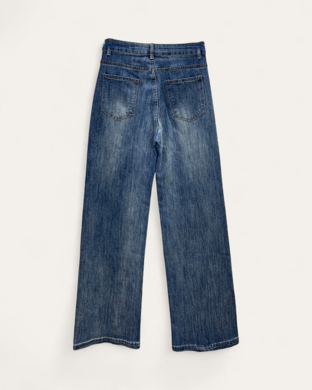 Dog Print Straight - Leg Jeans with Scarf Detail - Zilvina