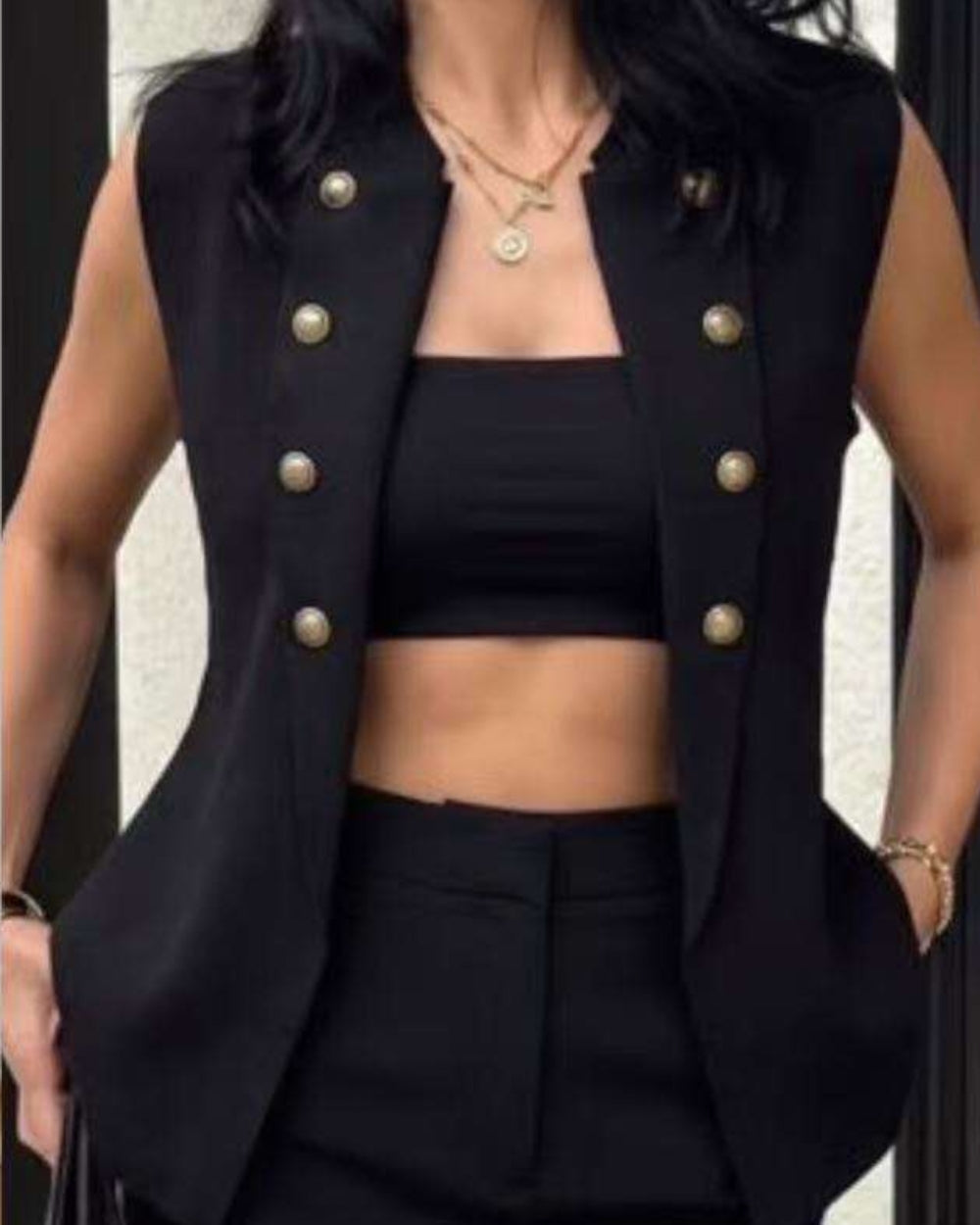 Double-Breasted Tailored Vest - Zilvina