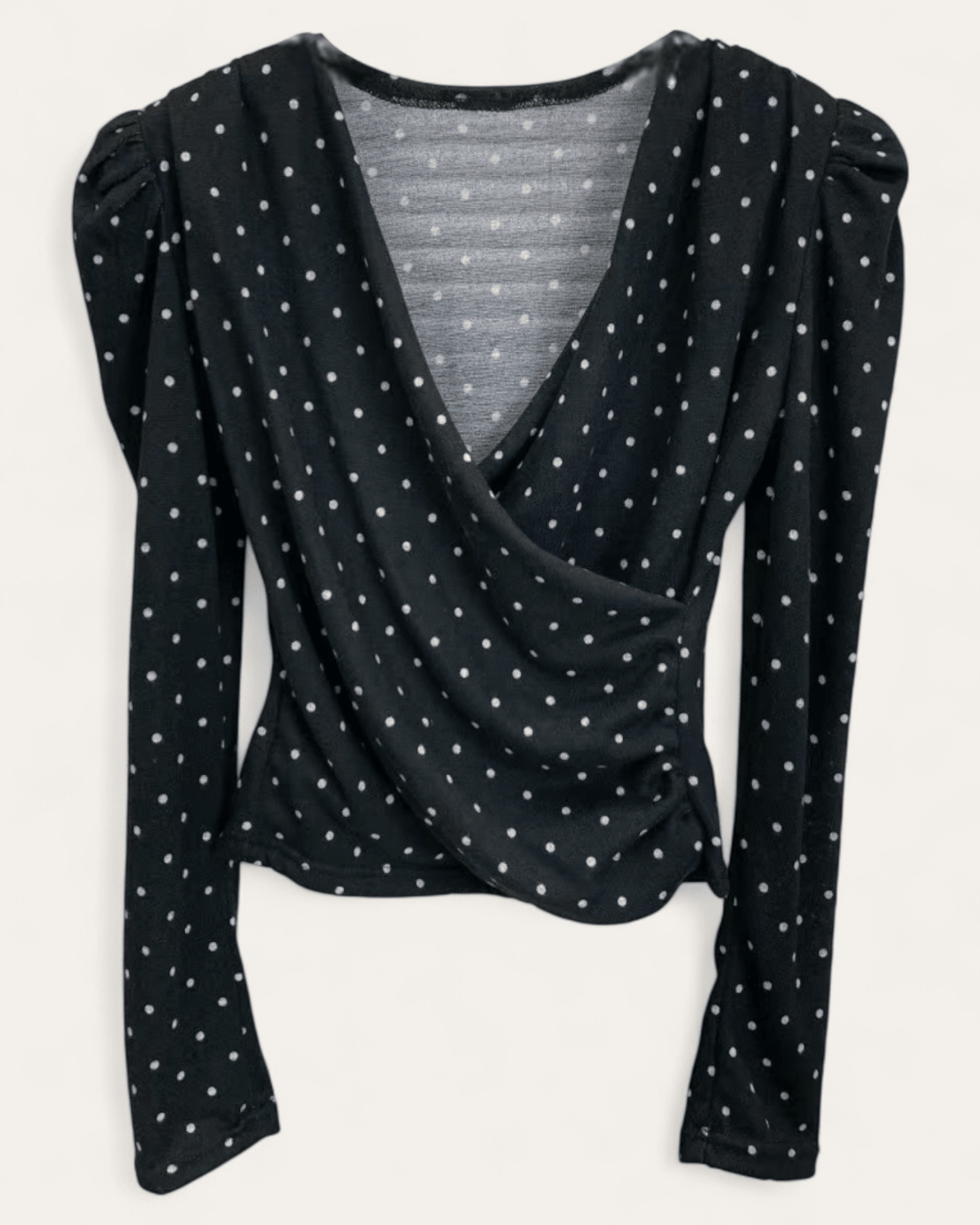 Draped Front Polka Dot Blouse - Zilvina