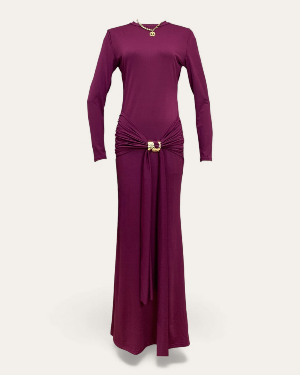 Elegant Gathered Waist Maxi Dress - Zilvina