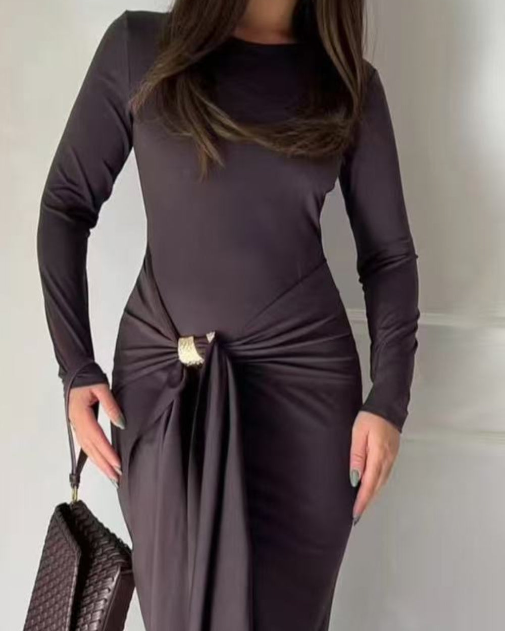 Elegant Gathered Waist Maxi Dress - Zilvina