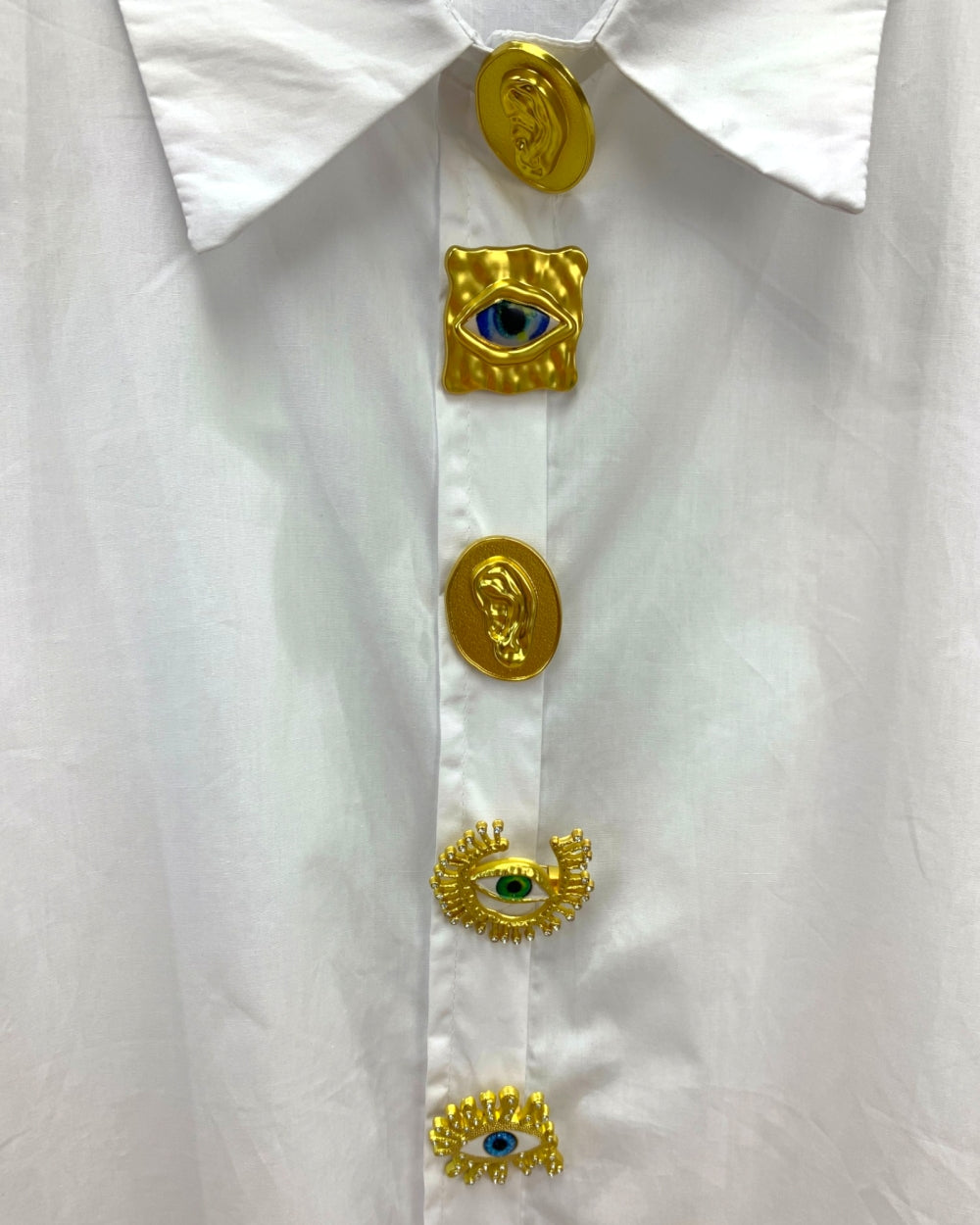 Embellished Button Shirt Top - Zilvina