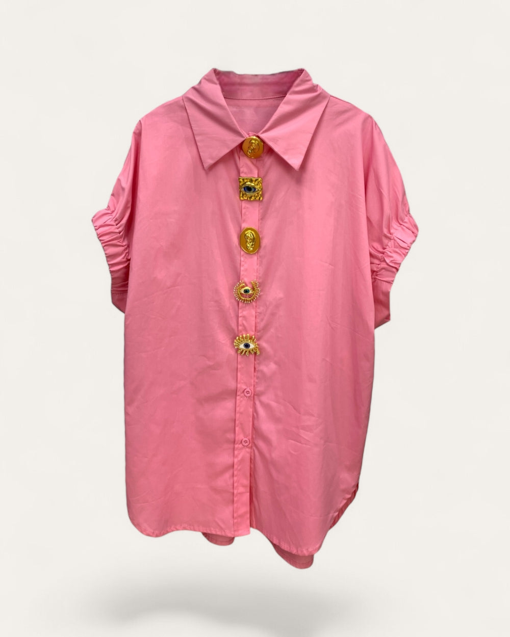Embellished Button Shirt Top - Zilvina