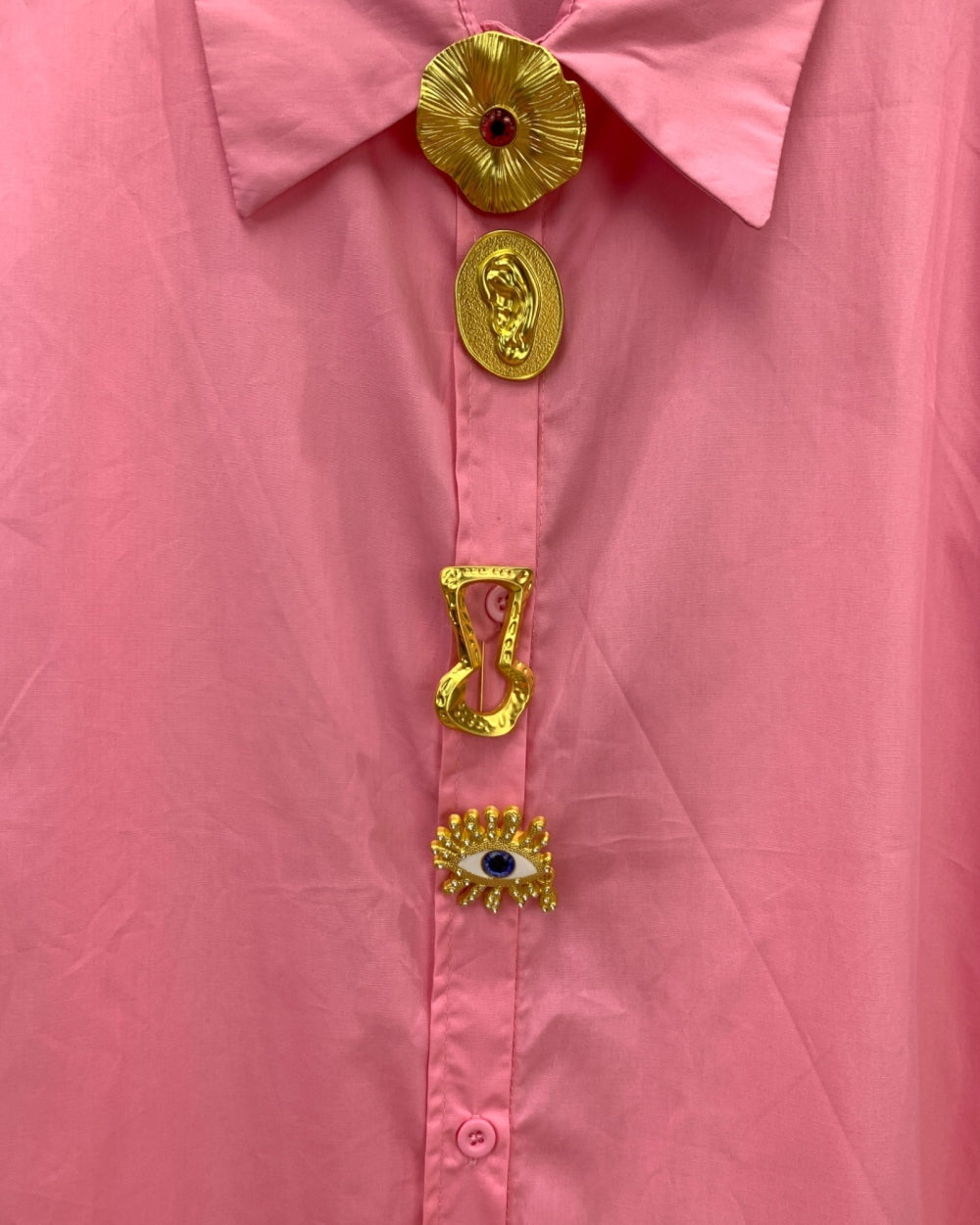 Embellished Button Shirt Top - Zilvina