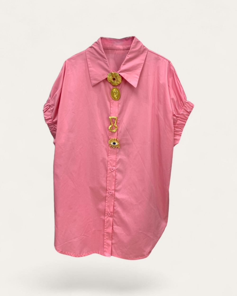Embellished Button Shirt Top - Zilvina