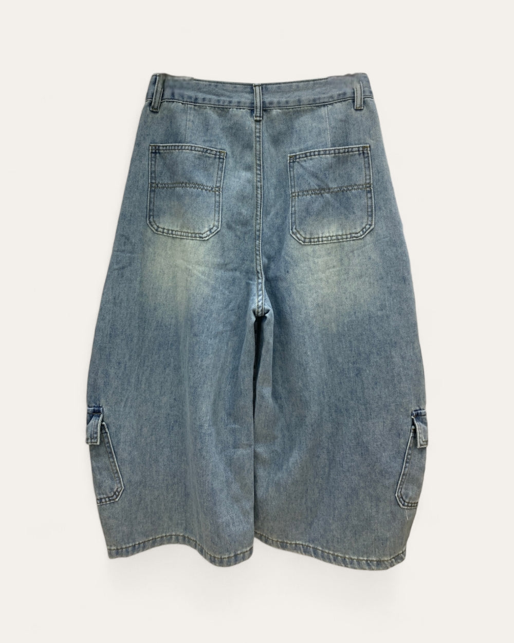 Embellished Cargo Denim Capri - Zilvina