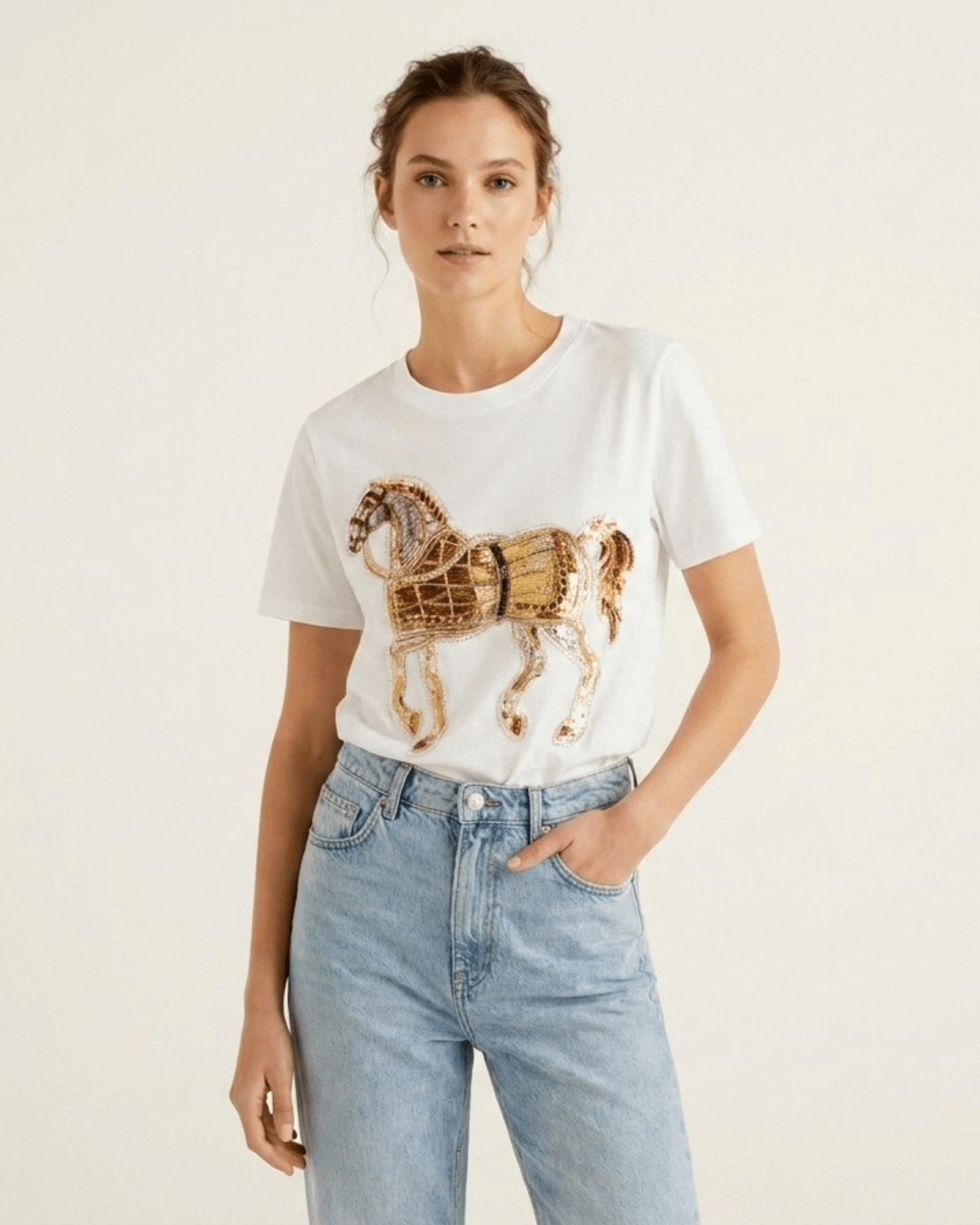 Embellished Horse Graphic Tee - Zilvina