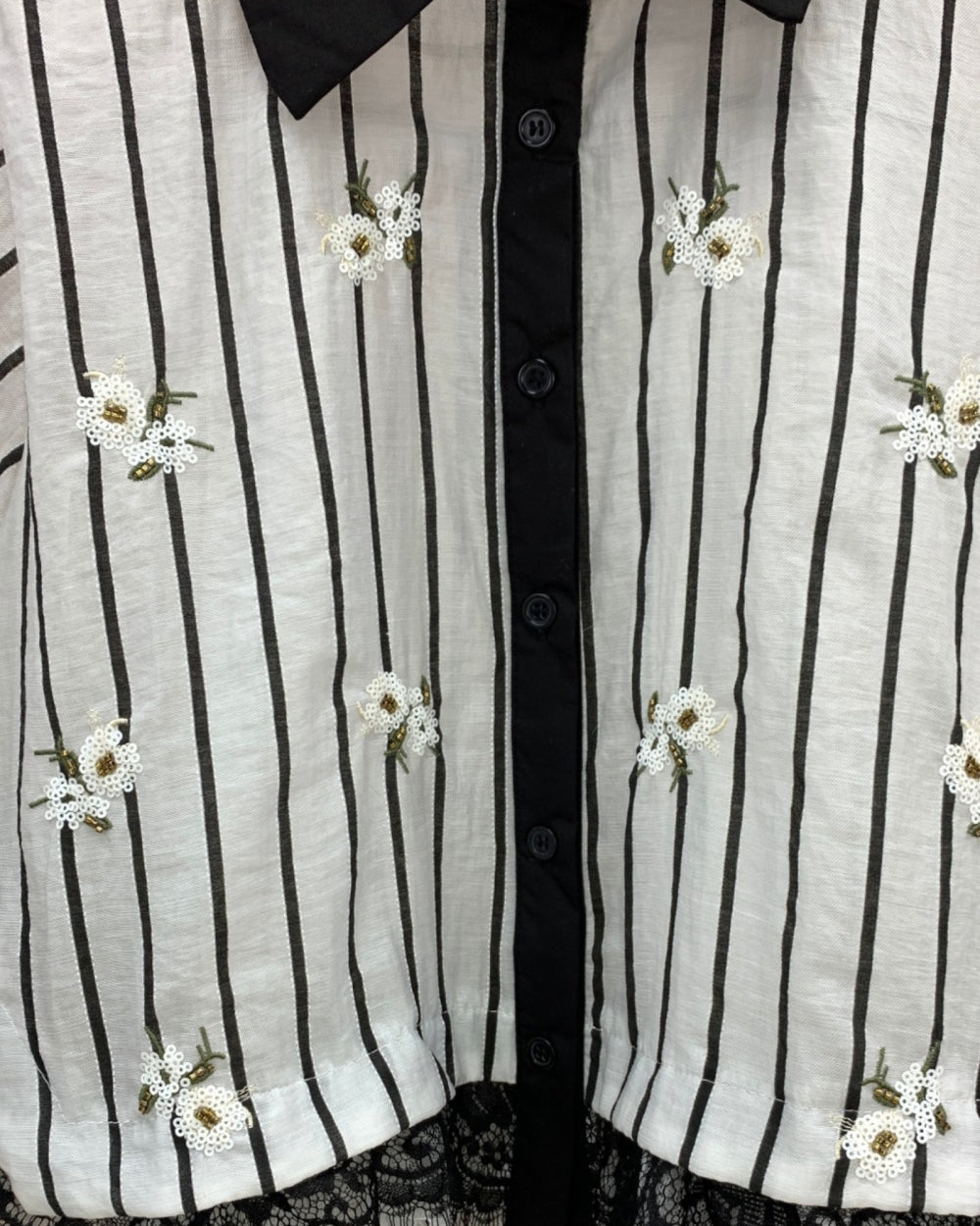 Embellished Lace - Hem Shirt Blouse - Zilvina