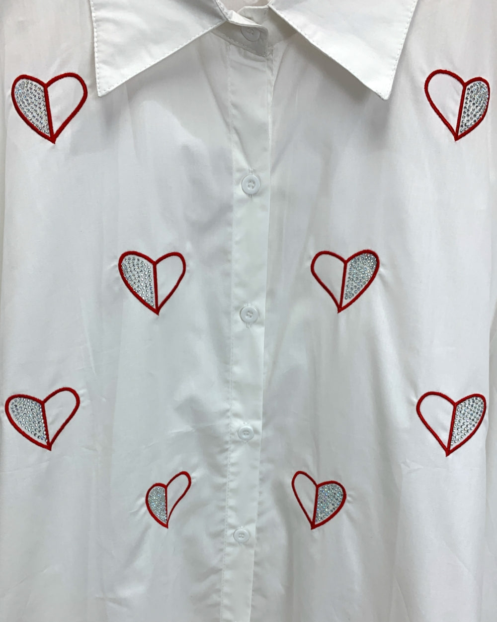Embroidered Heart Longline Shirt - Zilvina