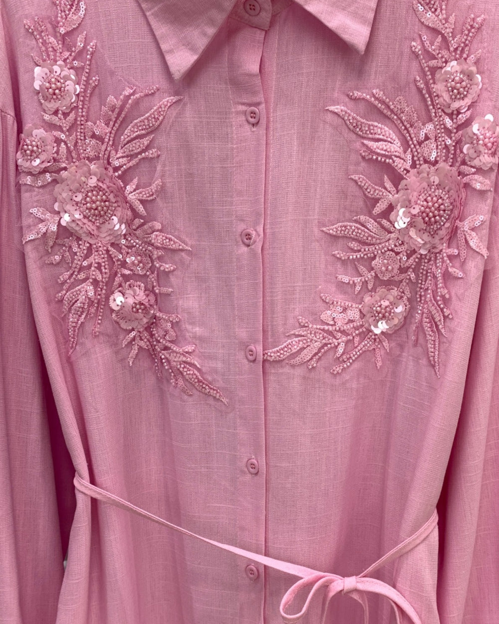 Embroidered Shirt & Wide - Leg Pants Set - Zilvina