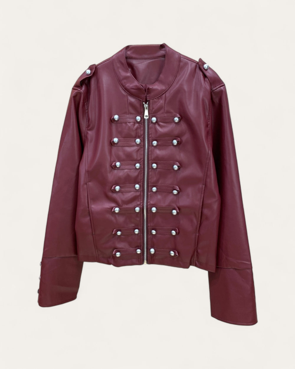 Faux Leather Military Jacket - Zilvina