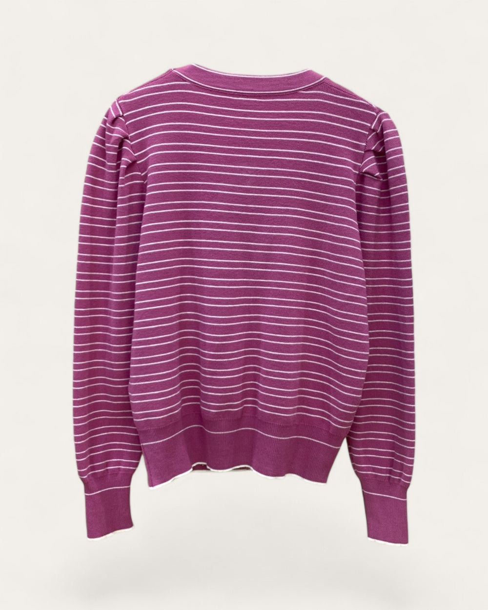 Fine Stripe Knit Cardigan - Zilvina