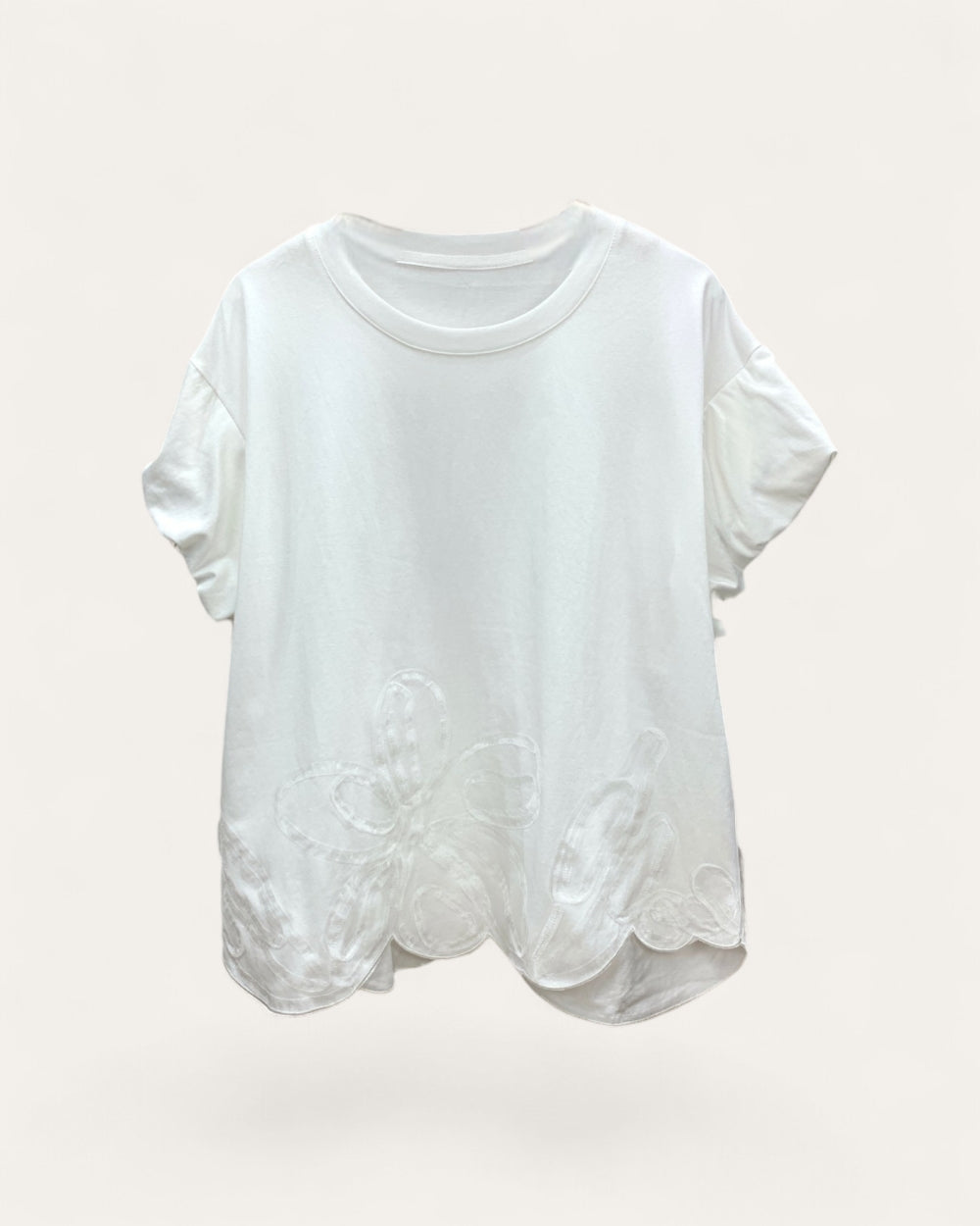 Floral Embroidered Bubble Hem Top - Zilvina