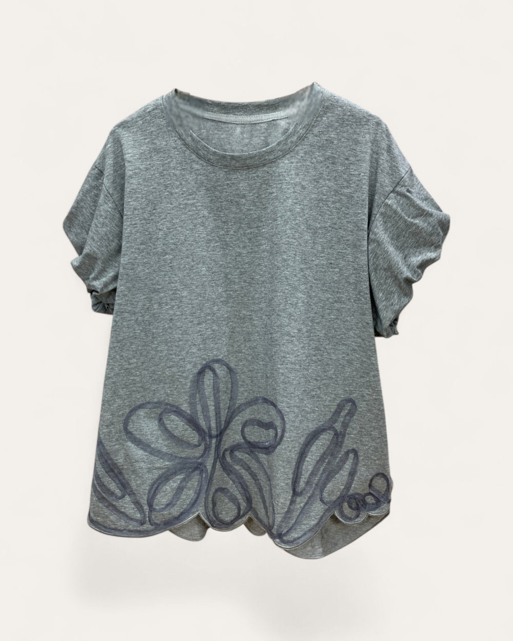 Floral Embroidered Bubble Hem Top - Zilvina