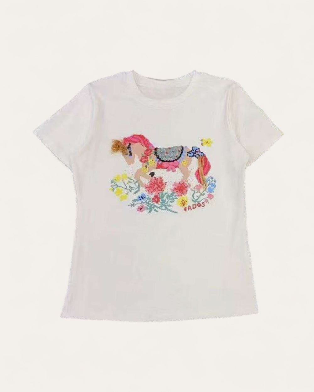Floral Horse Graphic Short Sleeve Tee - Zilvina