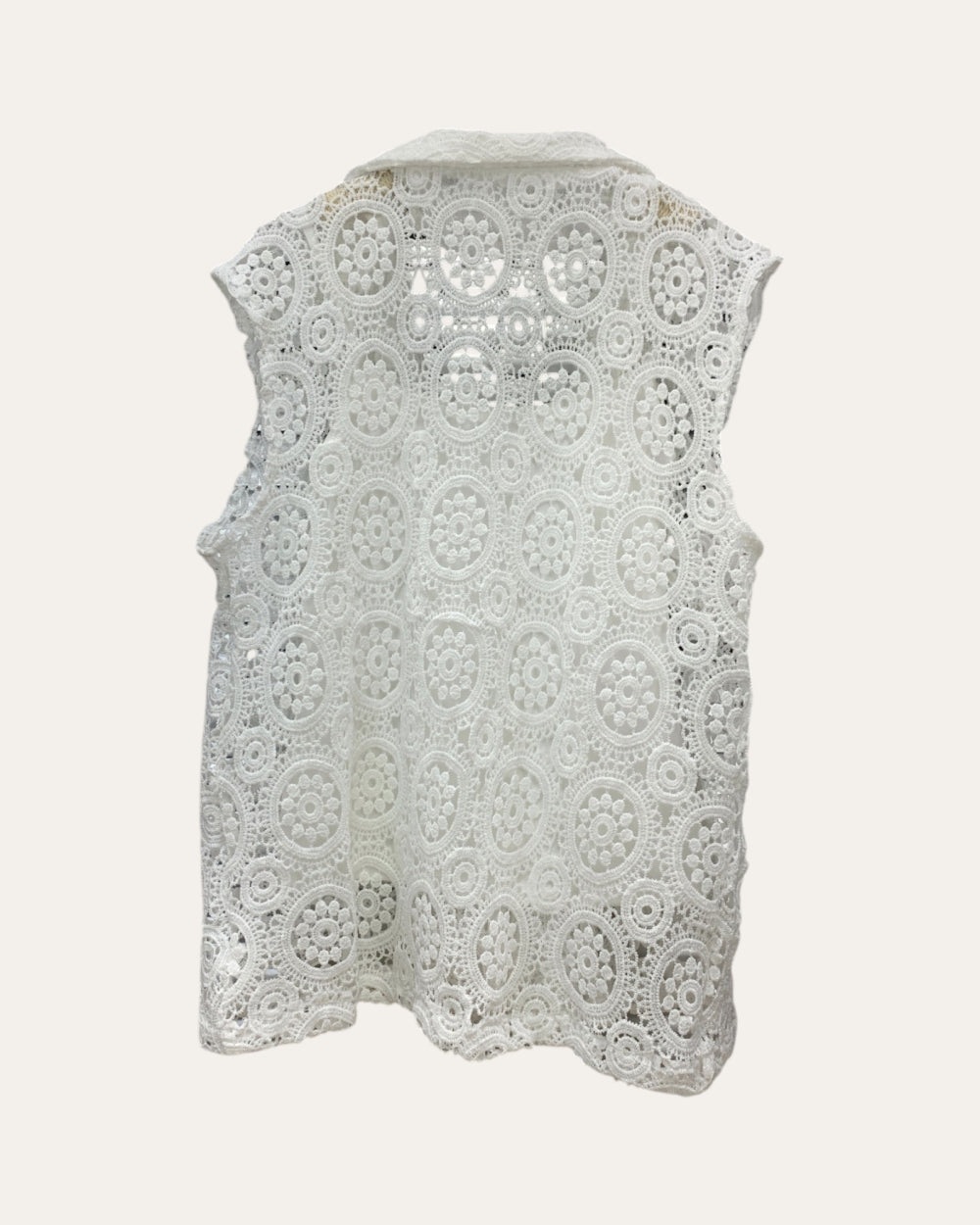Floral Lace Sleeveless Tailored Vest - Zilvina