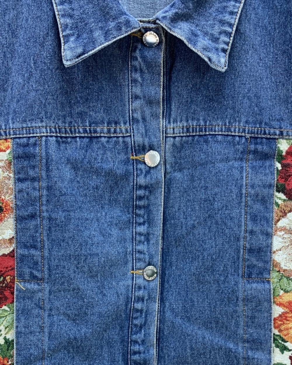 Floral Panel Denim Vest - Zilvina
