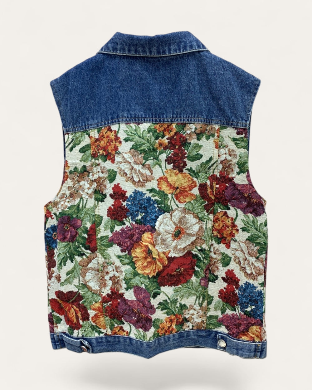 Floral Panel Denim Vest - Zilvina