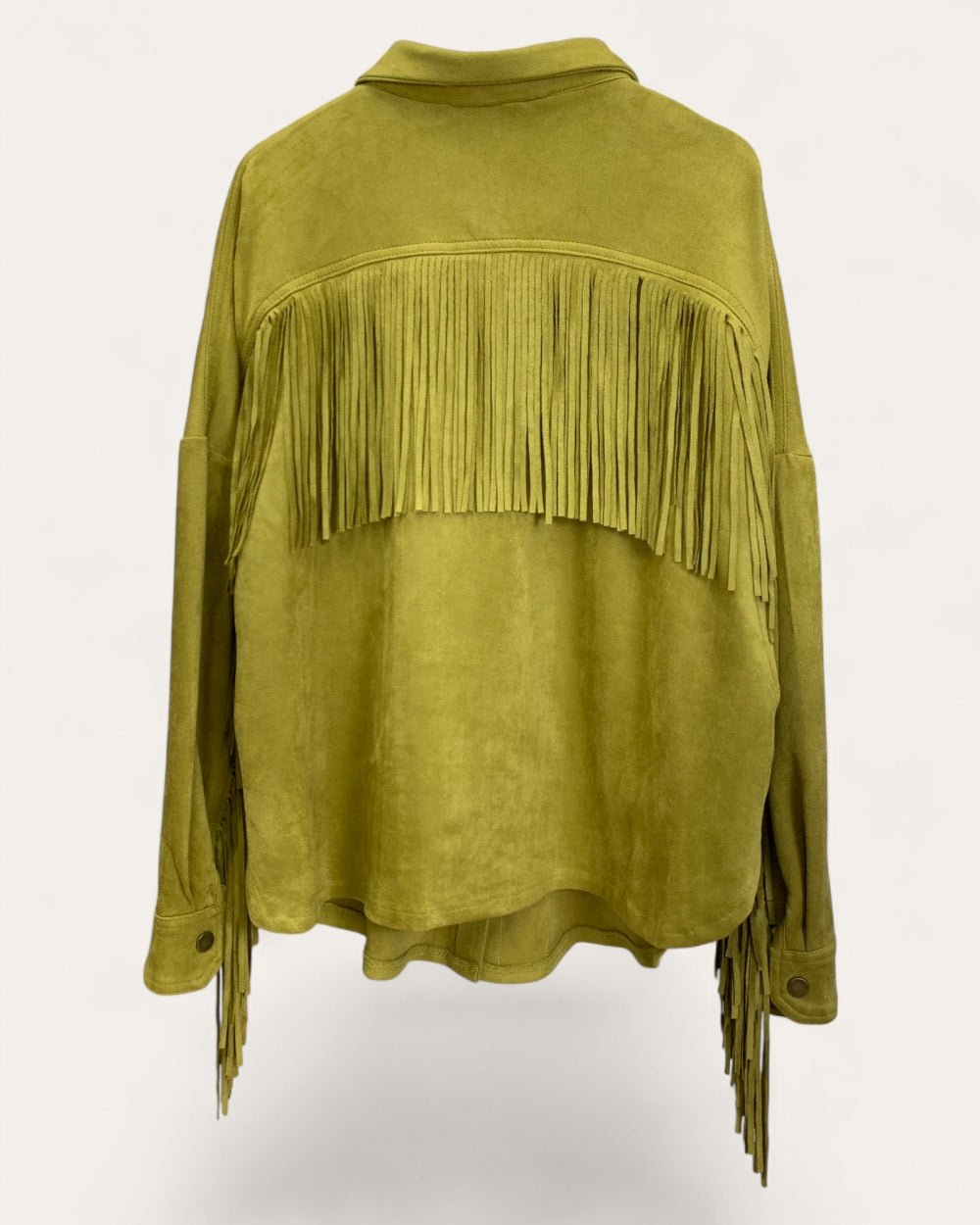Fringe Trim Studded Shirt Jacket - Zilvina