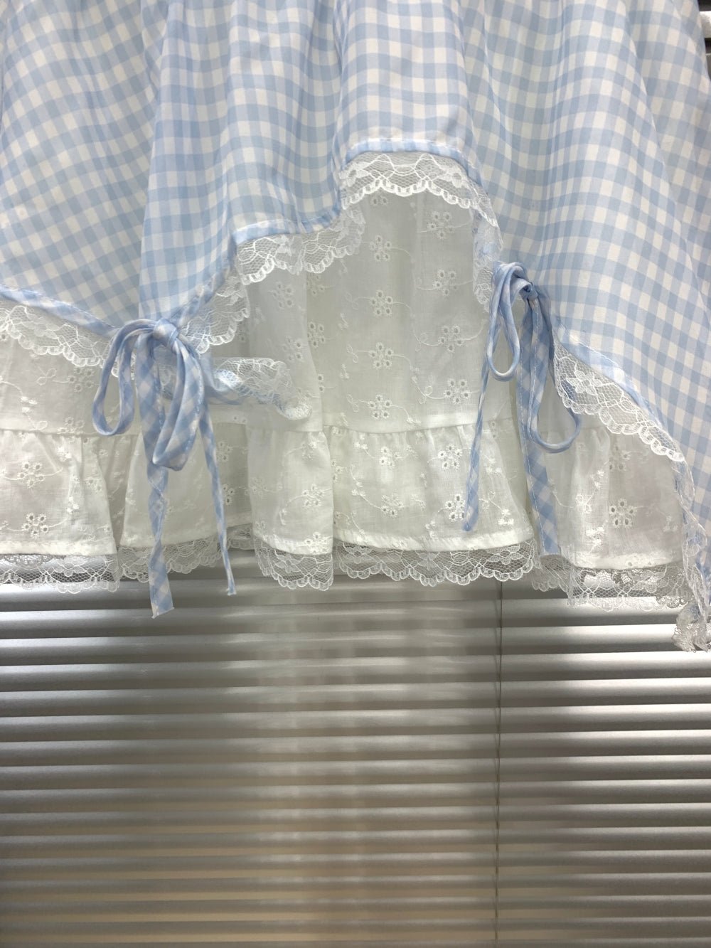 Gingham Lace Layered Mini Skirt - Zilvina