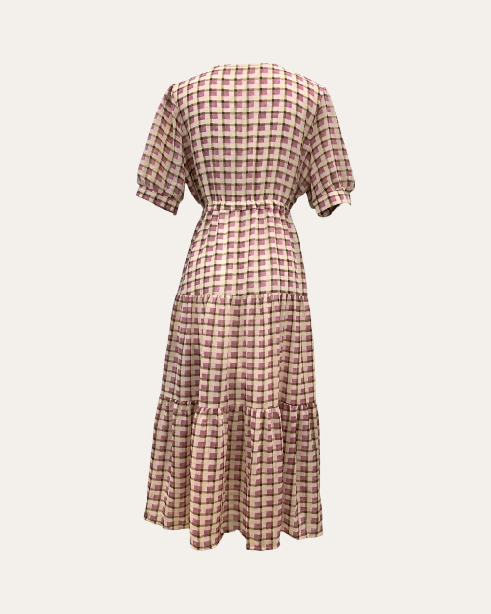 Gingham Tiered Midi Dress - Zilvina