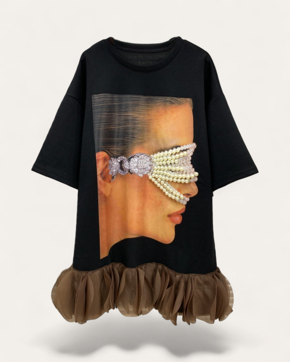 Graphic Tulle Hem Mini Dress - Zilvina