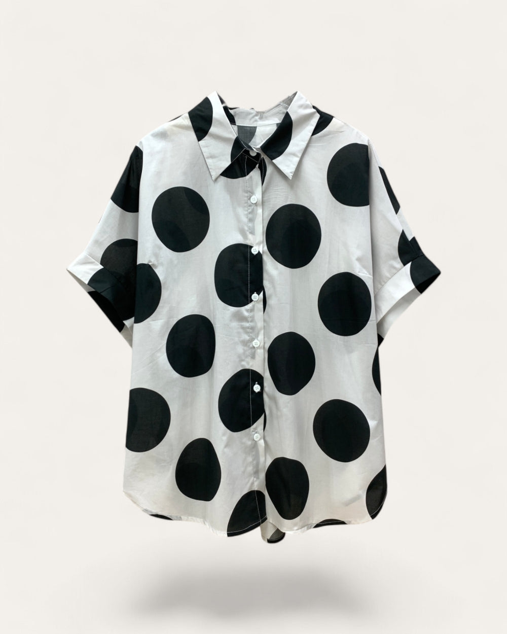 Harper Oversized Polka Dot Satin Shirt - Zilvina