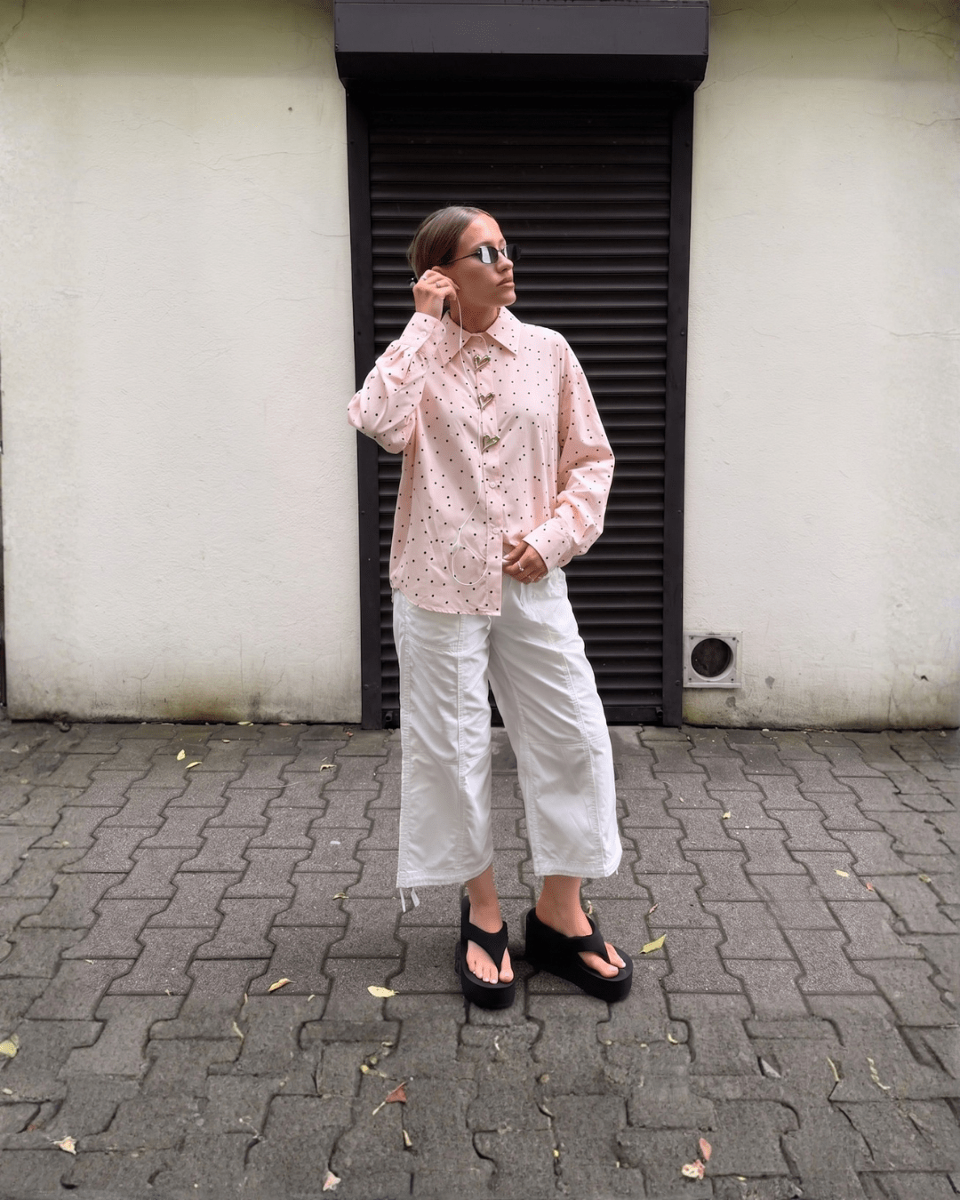 Heart Button Polka Dot Shirt - Zilvina