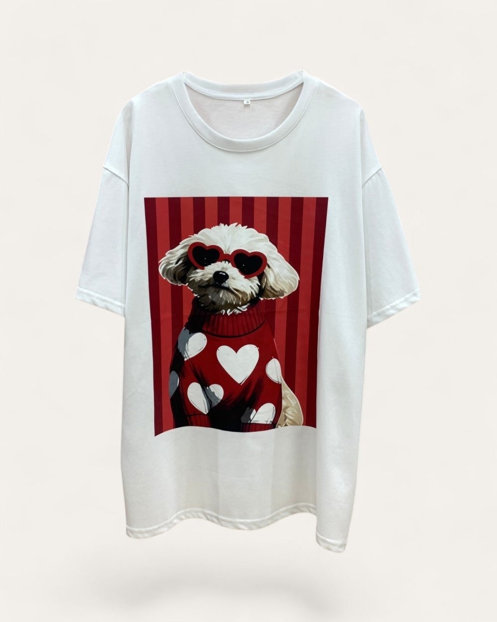 Heart Sweater Puppy Graphic Tee - Zilvina