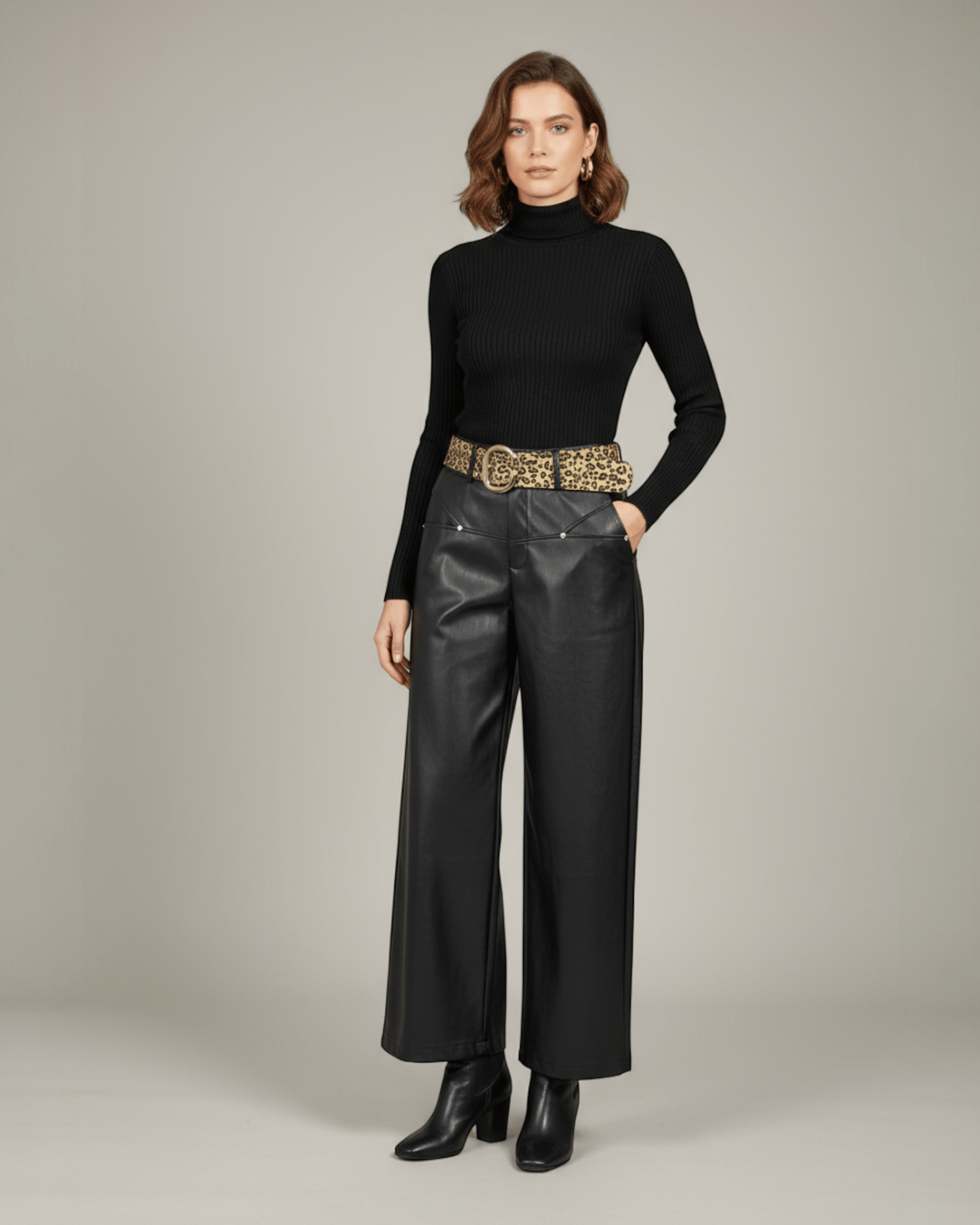 High - Rise Coated Wide - Leg Pants - Zilvina