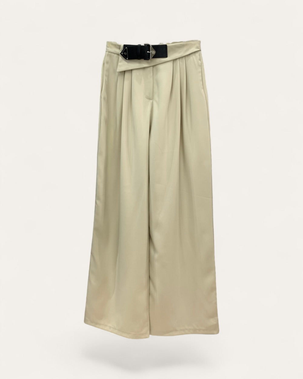 High - Waist Pleated Wide - Leg Pants with Belt - Zilvina