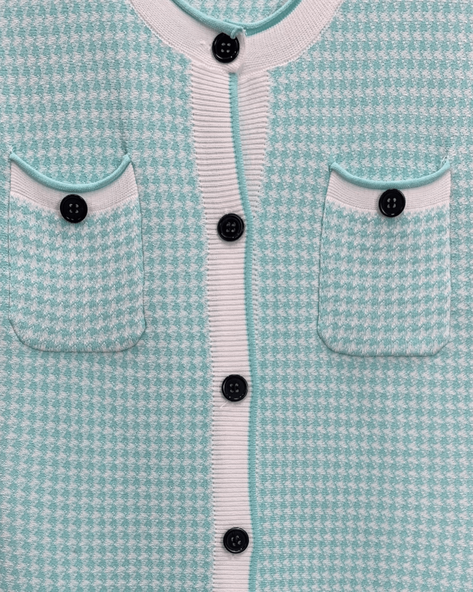 Houndstooth Sleeveless Knit Dress with Button Detail - Zilvina