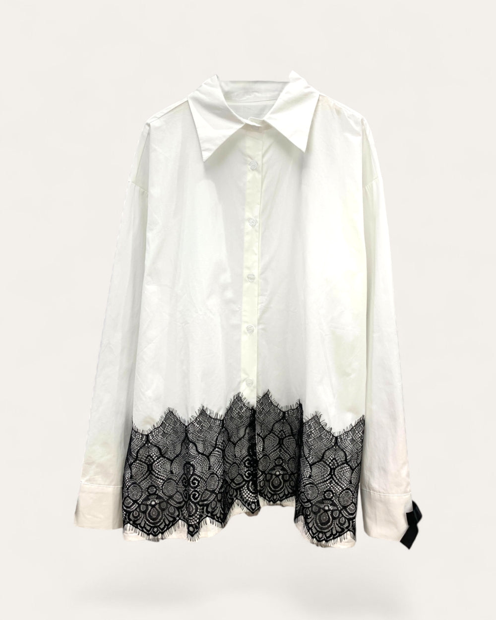 Lace Hem Button - Up Shirt - Zilvina
