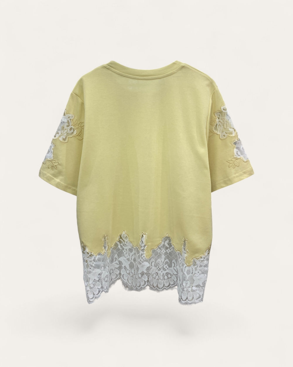 Lace Hem Casual T-Shirt - Zilvina