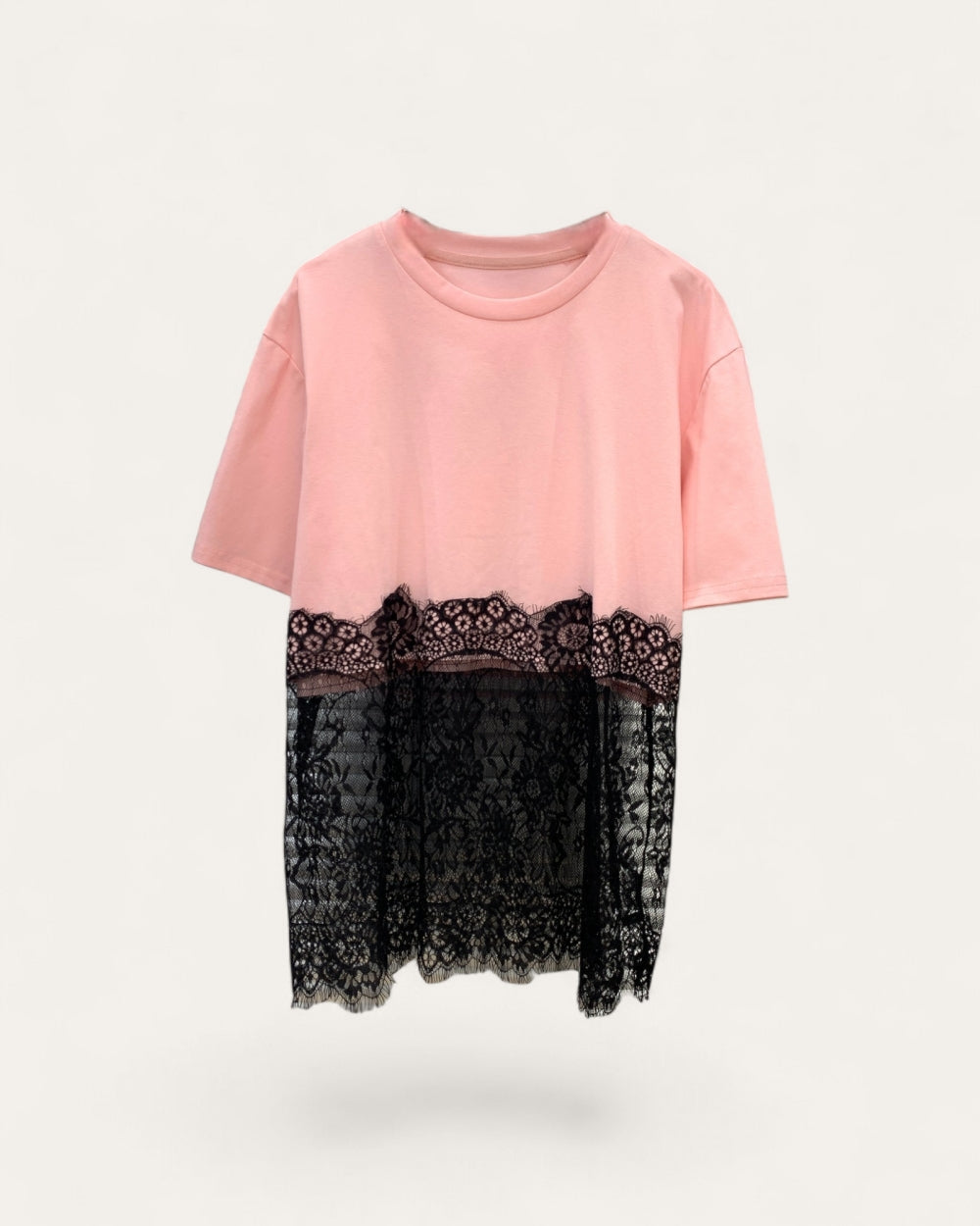 Lace Hem Casual Tee - Zilvina