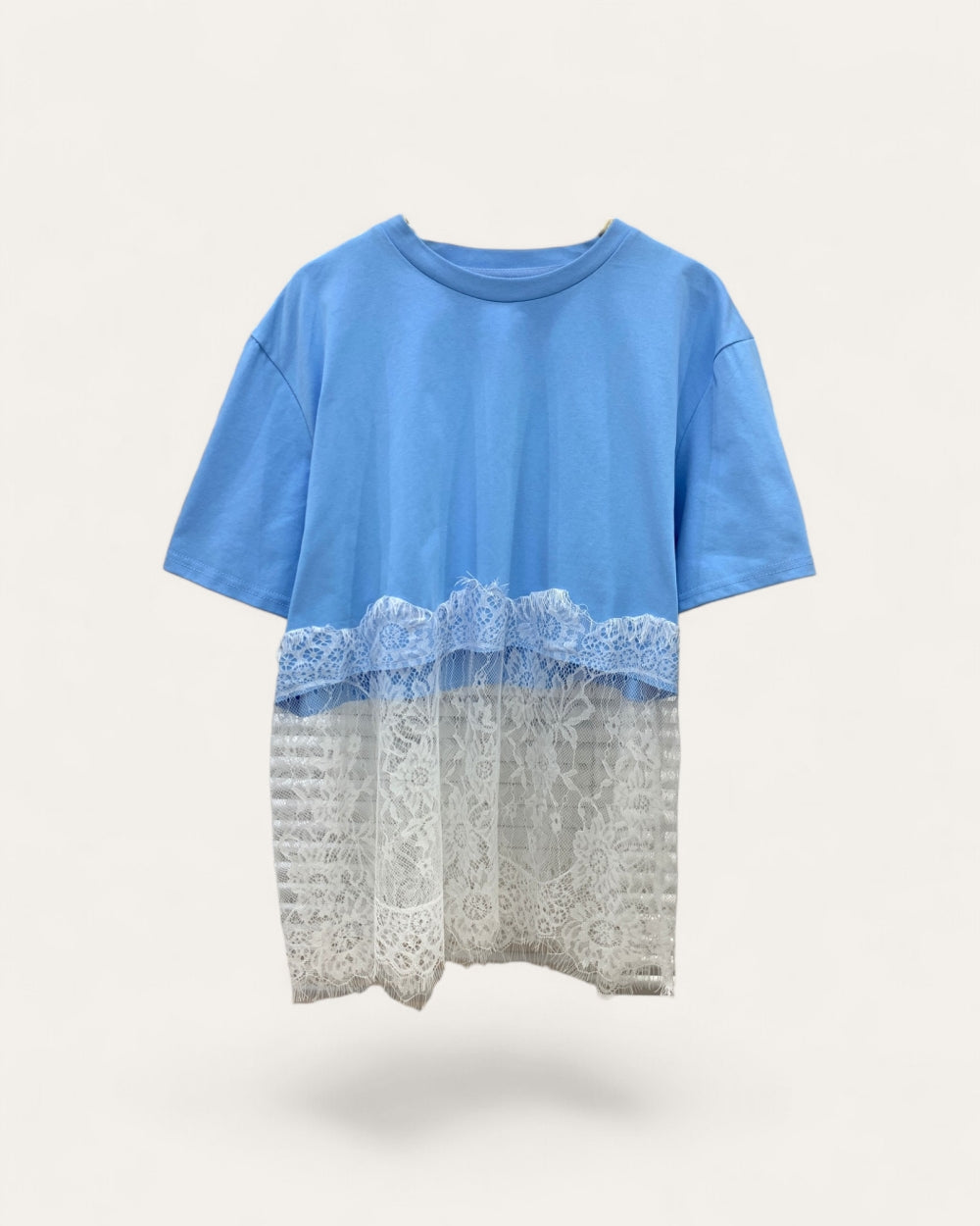 Lace Hem Casual Tee - Zilvina