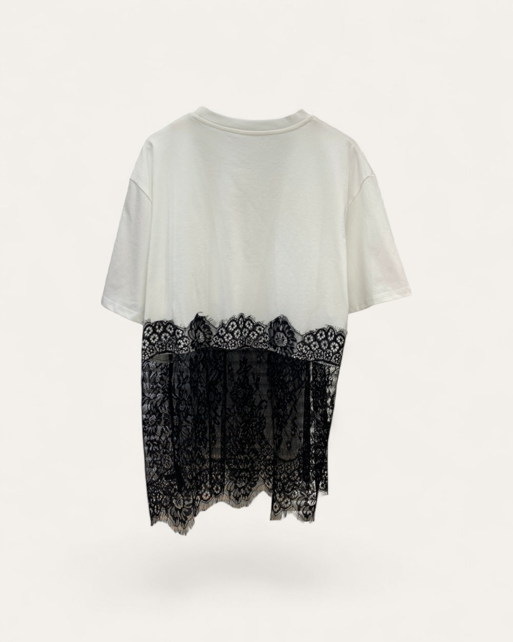 Lace Hem Casual Tee - Zilvina