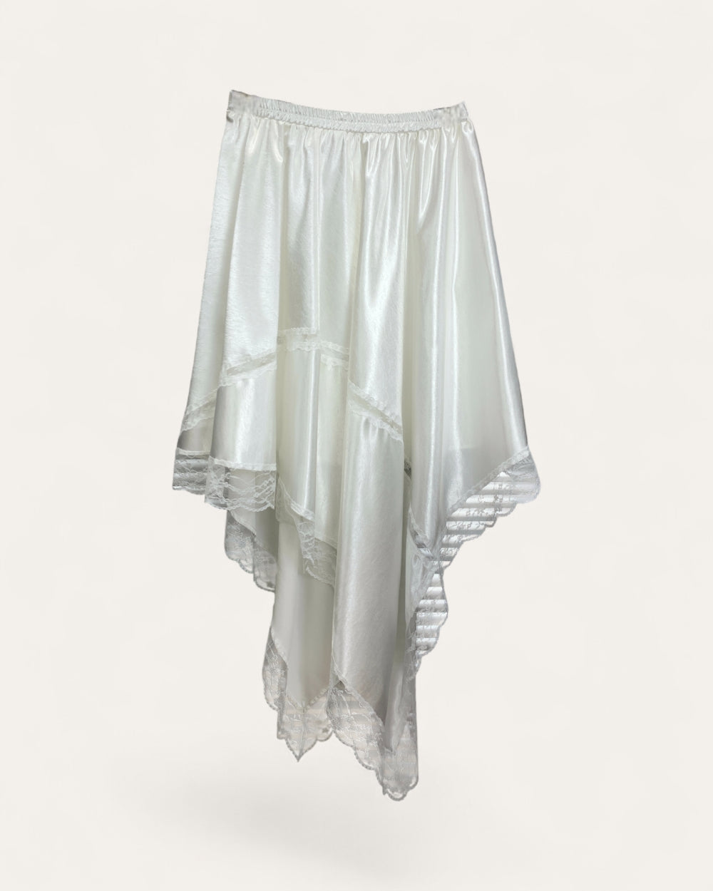 Lace Hem Layered Midi Skirt - Zilvina