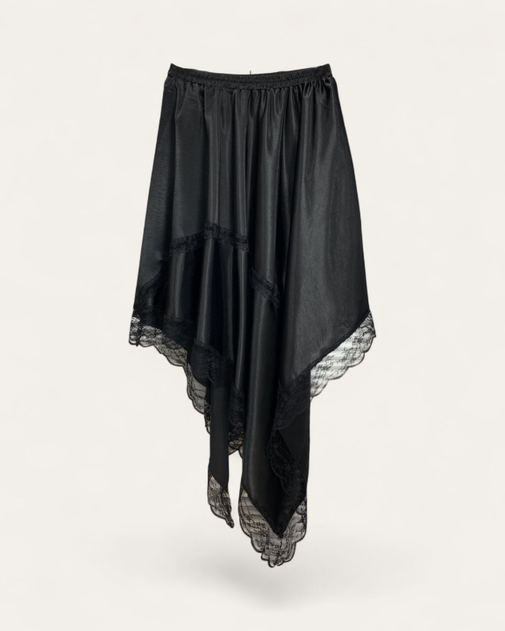 Lace Hem Layered Midi Skirt - Zilvina