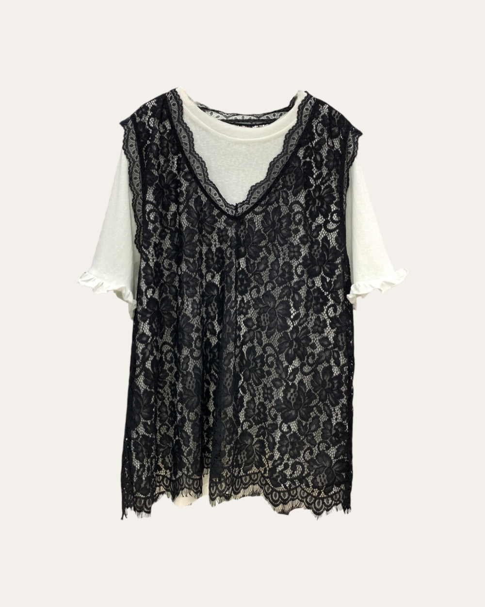 Lace Overlay Layered Top - Zilvina