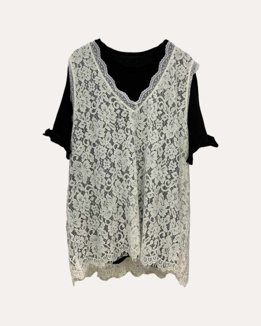 Lace Overlay Layered Top - Zilvina