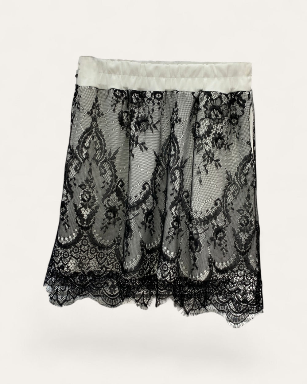 Lace Overlay Mini Skirt - Zilvina