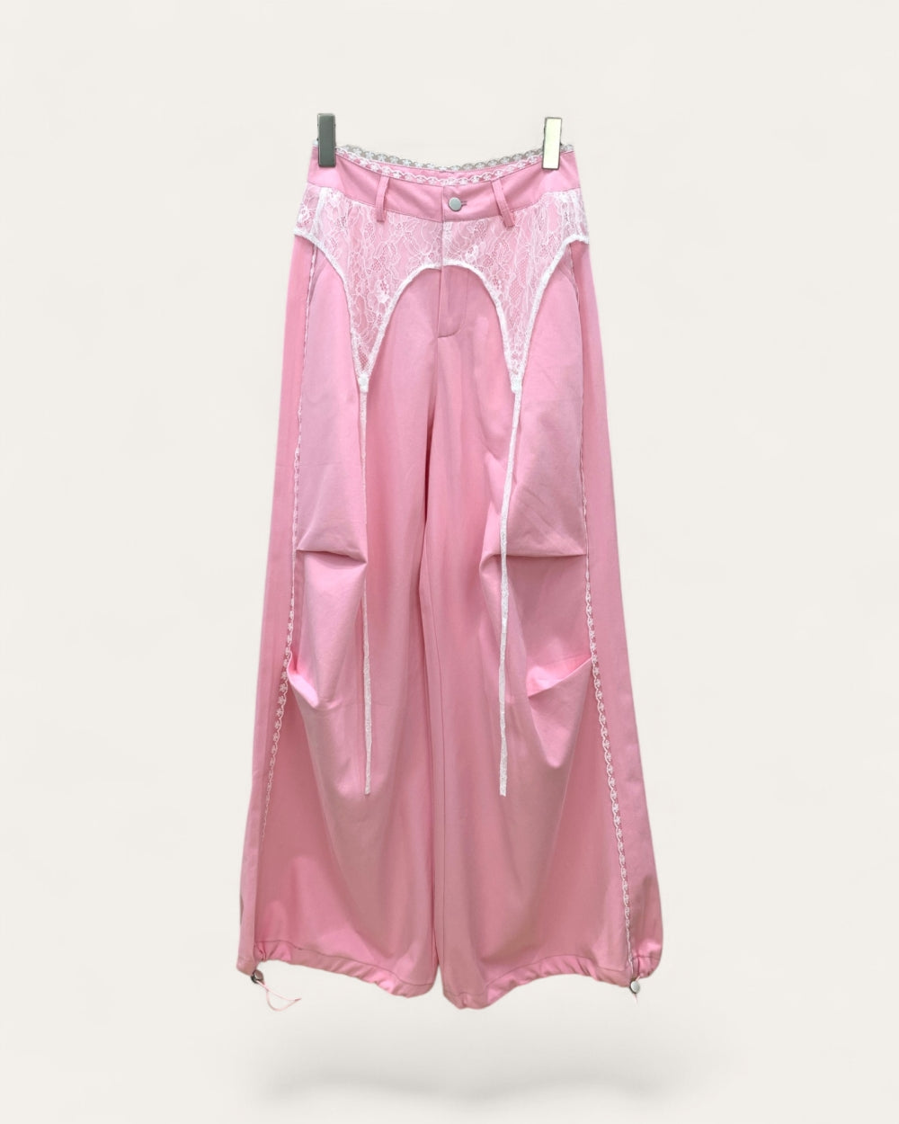 Lace Overlay Wide - Leg Track Pants - Zilvina