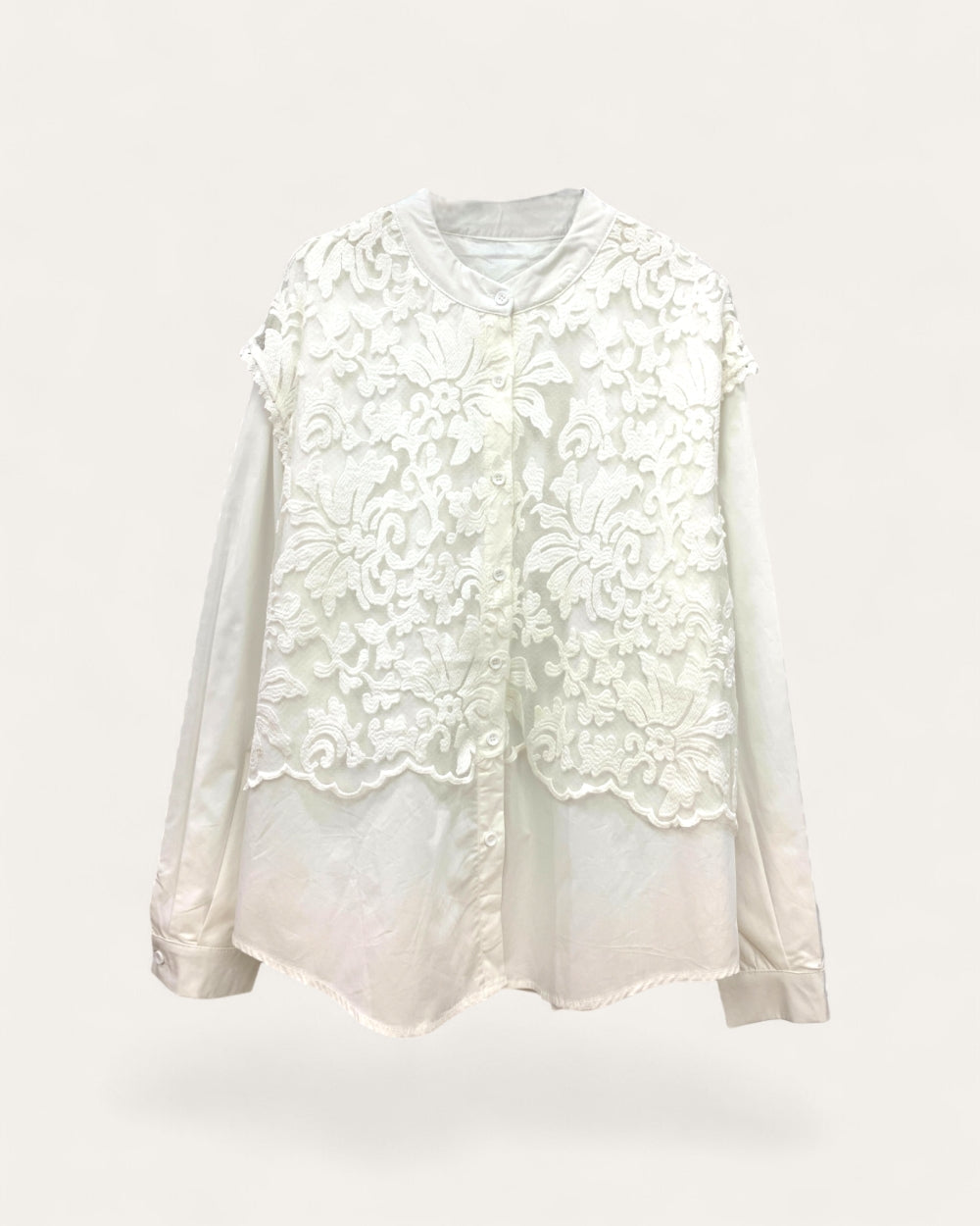 Lace Panel Shirt Blouse - Zilvina