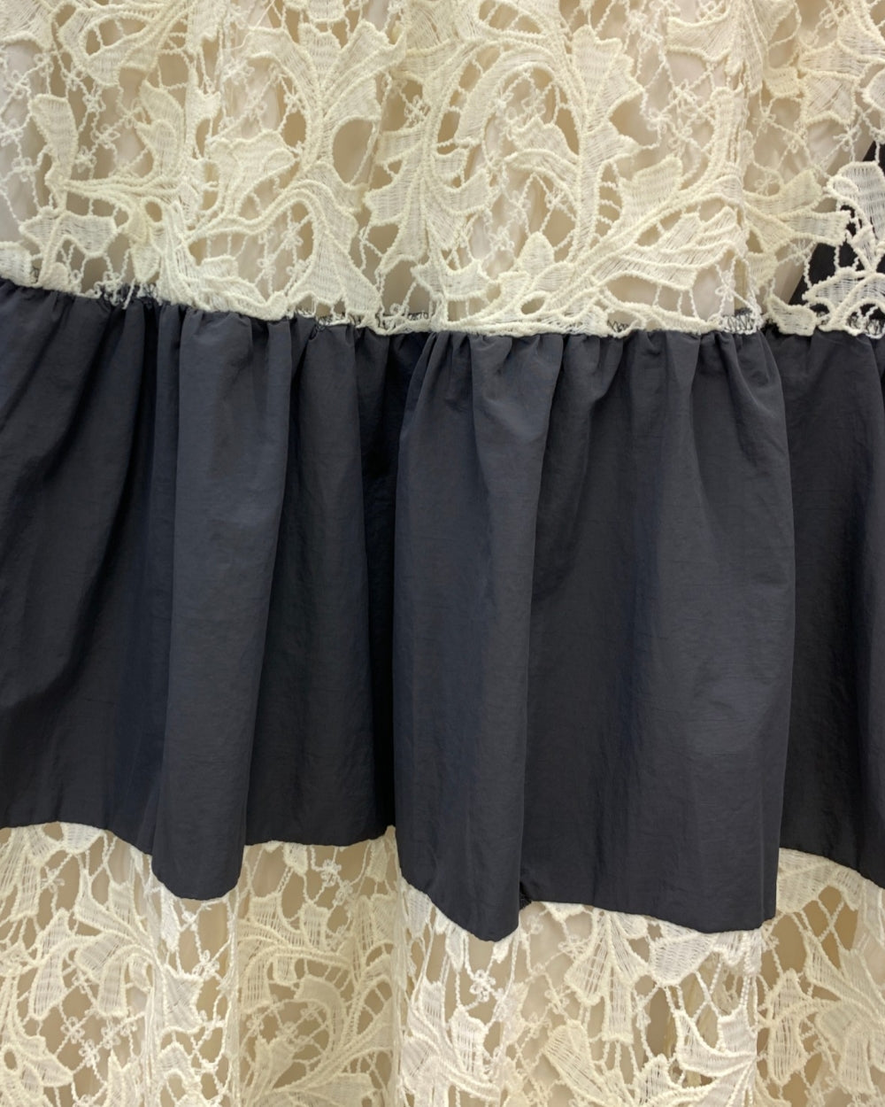 Lace Panel Tiered Skirt - Zilvina