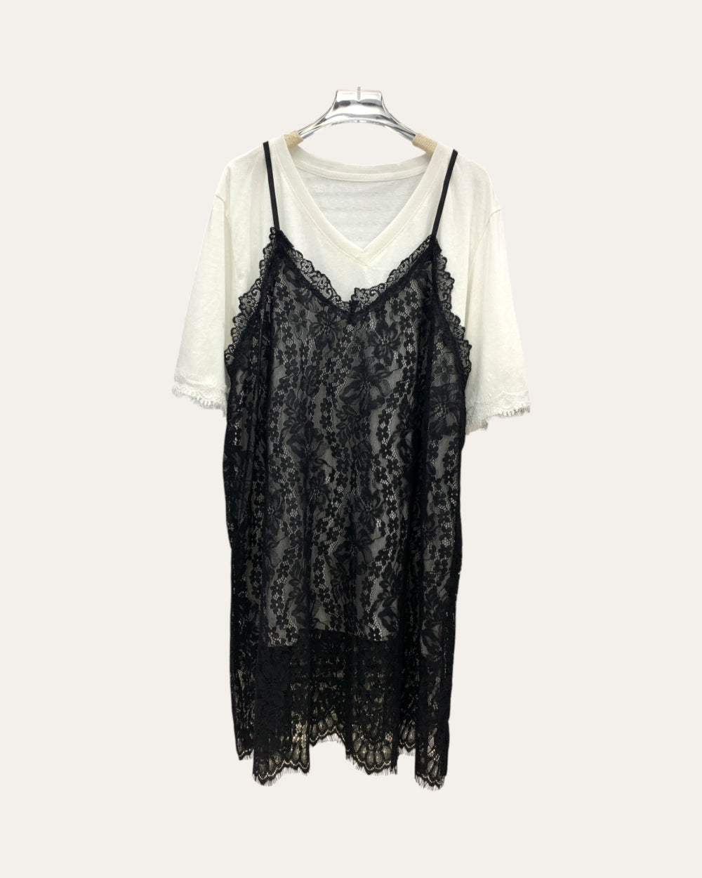 Lace Slip Layered Dress - Zilvina