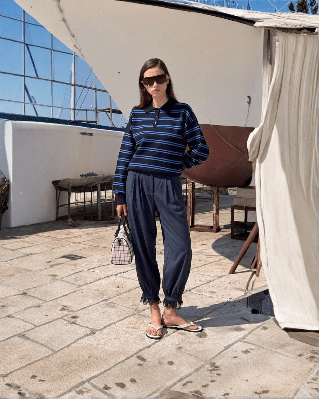 Lace-Trim Balloon Pants - Zilvina