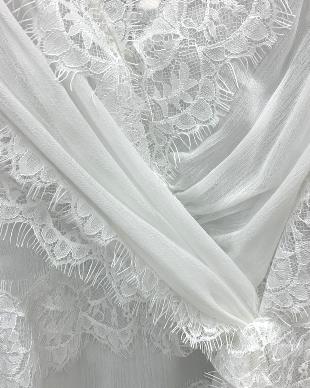Lace Trim Draped Sleeveless Blouse - Zilvina